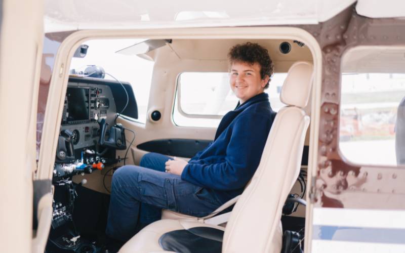 Rising Aviation student in the cockpit